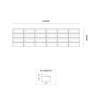 Allux Hive set postkast staal verzinkt gepoedercoat 6-breed 4-hoog antraciet 40030065_6x4