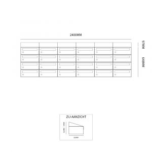 Allux Hive set postkast staal verzinkt gepoedercoat 6-breed 4-hoog met dak zwart 40030070_6x4d