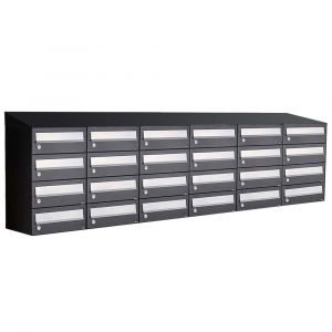 Allux Hive set postkast staal verzinkt gepoedercoat 6-breed 4-hoog met dak zwart 40030070_6x4d