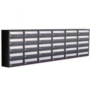 Allux Hive set postkast staal verzinkt gepoedercoat 6-breed 5-hoog zwart 40030070_6x5