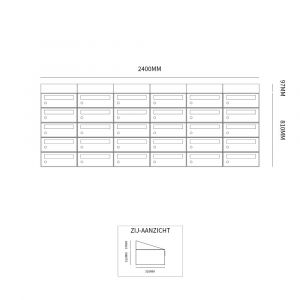 Allux Hive set postkast staal verzinkt gepoedercoat 6-breed 5-hoog met dak zwart 40030070_6x5d