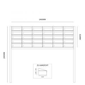 Allux Hive set postkast staal verzinkt gepoedercoat 6-breed 5-hoog op statief zwart 40030070_6x5s