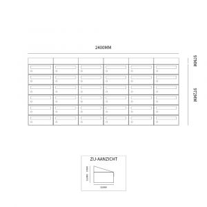 Allux Hive set postkast staal verzinkt gepoedercoat 6-breed 6-hoog met dak antraciet 40030065_6x6d