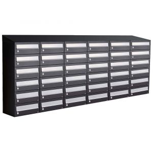 Allux Hive set postkast staal verzinkt gepoedercoat 6-breed 6-hoog met dak zwart 40030070_6x6d