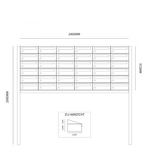 Allux Hive set postkast staal verzinkt gepoedercoat 6-breed 6-hoog op statief zwart 40030070_6x6s