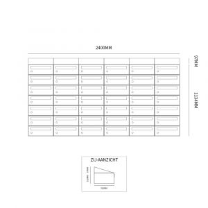 Allux Hive set postkast staal verzinkt gepoedercoat 6-breed 7-hoog met dak zwart 40030070_6x7d