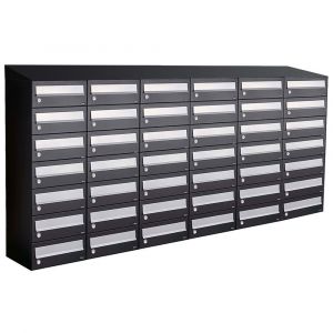 Allux Hive set postkast staal verzinkt gepoedercoat 6-breed 7-hoog met dak zwart 40030070_6x7d