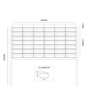 Allux Hive set postkast staal verzinkt gepoedercoat 6-breed 7-hoog met dak op statief zwart 40030070_6x7ds