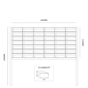 Allux Hive set postkast staal verzinkt gepoedercoat 6-breed 7-hoog op statief zwart 40030070_6x7s