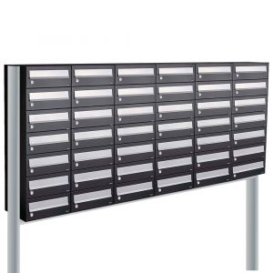 Allux Hive set postkast staal verzinkt gepoedercoat 6-breed 7-hoog op statief zwart 40030070_6x7s