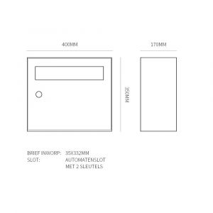 Allux Flow set postkast staal verzinkt gepoedercoat 6-breed 4-hoog met dak zwart 40040070_6x4d