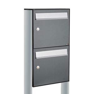 Allux Flow set postkast staal verzinkt gepoedercoat 2-hoog op statief antraciet 40040065_1x2s