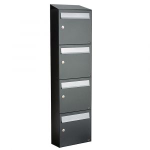 Allux Flow set postkast staal verzinkt gepoedercoat 4-hoog met dak antraciet 40040065_1x4d