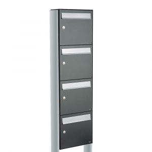 Allux Flow set postkast staal verzinkt gepoedercoat 4-hoog op statief antraciet 40040065_1x4s