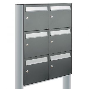 Allux Flow set postkast staal verzinkt gepoedercoat 2-breed 3-hoog op statief antraciet 40040065_2x3s