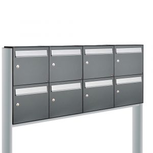 Allux Flow set postkast staal verzinkt gepoedercoat 4-breed 2-hoog op statief antraciet 40040065_4x2s