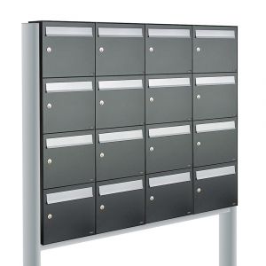 Allux Flow set postkast staal verzinkt gepoedercoat 4-breed 4-hoog op statief antraciet 40040065_4x4s