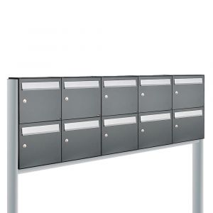 Allux Flow set postkast staal verzinkt gepoedercoat 5-breed 2-hoog op statief antraciet 40040065_5x2s