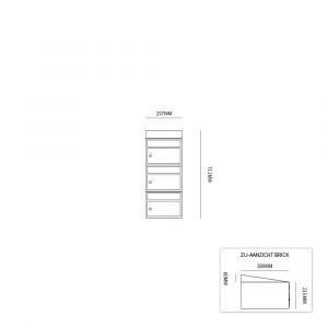 Allux Brickset postkast staal verzinkt gepoedercoat 3-hoog met dak antraciet 40215065_1x3d