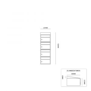 Allux Brickset postkast staal verzinkt gepoedercoat 4-hoog met dak antraciet 40215065_1x4d