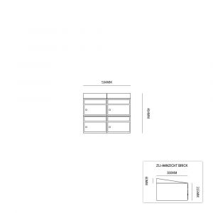 Allux Brickset postkast staal verzinkt gepoedercoat 2-breed 2-hoog met dak antraciet 40215065_2x2d