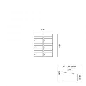 Allux Brickset postkast staal verzinkt gepoedercoat 2-breed 3-hoog met dak antraciet 40215065_2x3d