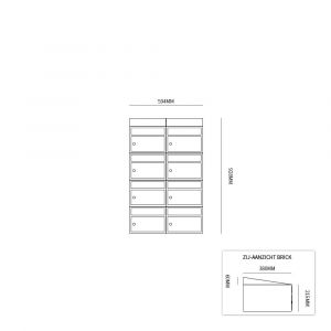 Allux Brickset postkast staal verzinkt gepoedercoat 2-breed 4-hoog met dak antraciet 40215065_2x4d