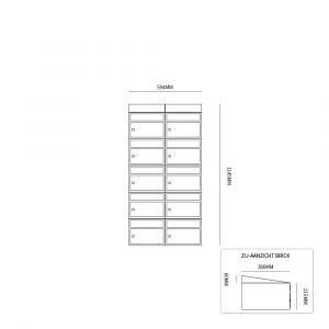 Allux Brickset postkast staal verzinkt gepoedercoat 2-breed 5-hoog met dak antraciet 40215065_2x5d