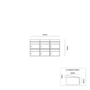 Allux Brickset postkast staal verzinkt gepoedercoat 3-breed 2-hoog met dak antraciet 40215065_3x2d