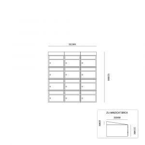 Allux Brickset postkast staal verzinkt gepoedercoat 3-breed 4-hoog met dak antraciet 40215065_3x4d