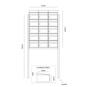 Allux Brickset postkast staal verzinkt gepoedercoat 3-breed 5-hoog met dak op statief antraciet 40215065_3x5ds