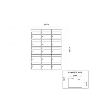 Allux Brickset postkast staal verzinkt gepoedercoat 3-breed 5-hoog met dak antraciet 40215065_3x5d