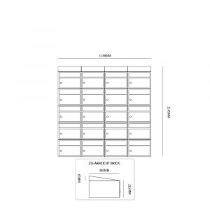 Allux Brickset postkast staal verzinkt gepoedercoat 4-breed 5-hoog met dak antraciet 40215065_4x5d