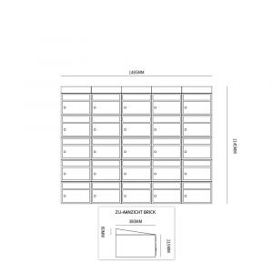 Allux Brickset postkast staal verzinkt gepoedercoat 5-breed 5-hoog met dak antraciet 40215065_5x5d