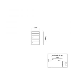 Allux Brickset postkast staal verzinkt gepoedercoat 2-hoog met dak zwart 40215070_1x2d