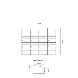 Allux Brickset postkast staal verzinkt gepoedercoat 4-breed 4-hoog met dak zwart 40215070_4x4d