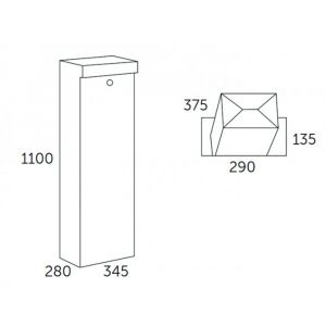 Allux Grundform pakketzuil brievenbus zwart-kleuren 40430001