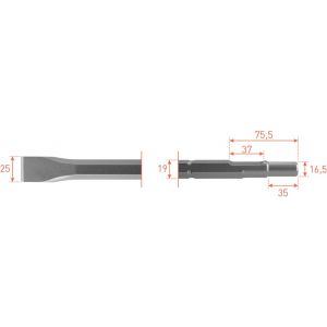 Rotec 215.3 zeskant vlakbeitel 19/16,5x35 mm 25x400 mm 215.3011