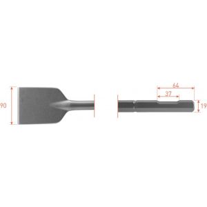 Rotec 215.35 zeskant asfaltbeitel met uitsparing 19 mm 90x400 mm 215.3535