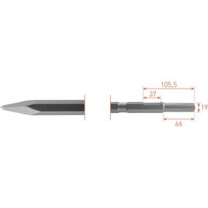 Rotec 215.4 zeskant puntbeitel 21/19x61 mm L=380 mm 215.4006