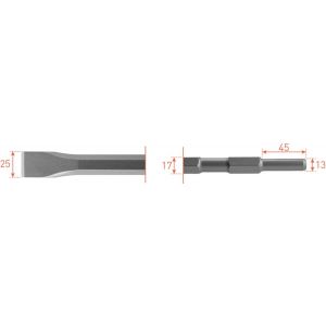 Rotec 215.5 zeskant vlakbeitel 17/13x45 mm 25x450 mm 215.5011