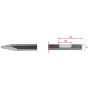 Rotec 215.6 zeskant puntbeitel met uitsparing 28 mm L=400 mm 215.6005