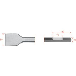 Rotec 215.6 zeskant spadebeitel met uitsparing 28 mm 80x400 mm 215.6020