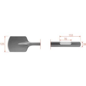 Rotec 215.6 zeskant schopbeitel vlak met uitsparing 28 mm 125x400 mm 215.6025