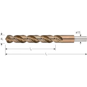 Rotec 110 HSS-E spiraalboor DIN 338 type HD-S d2=13 diameter 19,0x135x198 mm 110.1901