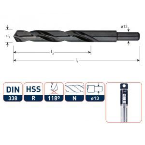 Rotec 120 HSS-R spiraalboor DIN 338 type N d2=13 diameter 18,0x130x195 mm 120.1800