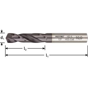 Rotec 137C HSS-E plaatwerkboor DIN 1897 type HD-X TiAlN diameter 8,5x37x79 mm 137.0850C