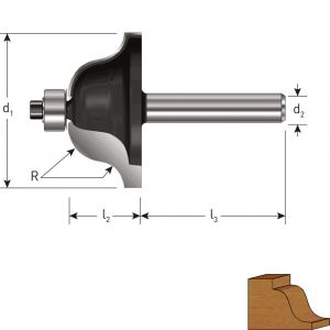 Rotec 271 HM lijstfrees Gold-Line diameter 34,9 mm R=6,35 d2=8 mm 271.13.0635