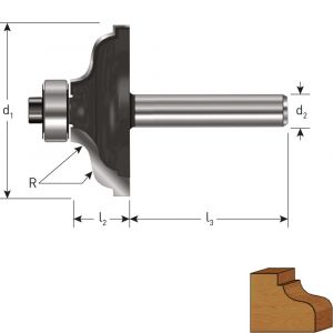 Rotec 271 HM kroonlijstfrees Gold-Line diameter 41,3 mm R=6,35 d2=8 mm 271.15.0635