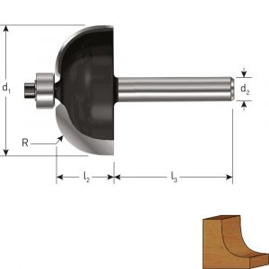 Rotec 271 HM holprofielfrees met lager Gold-Line diameter 57,1 mm R=22,2 d=12 mm 272.21.2220